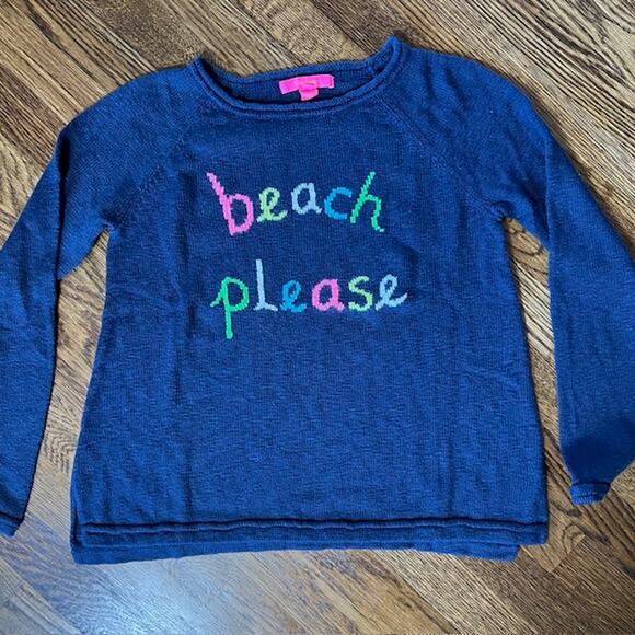 Lilly Pulitzer Danette Round Neck Sweater Beach Please Womens S True Navy - Picture 1 of 10